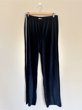Sunday Ritual Navy Velvet Track Pants with Side Stripe